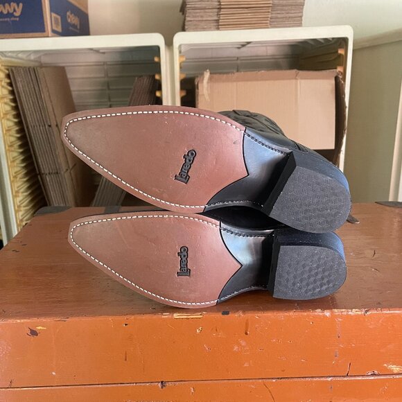 LAREDO Mens Size 9 EW Snip Toe Black Hawk Leather Western Rodeo Dress Boots 6860 - Picture 6 of 12